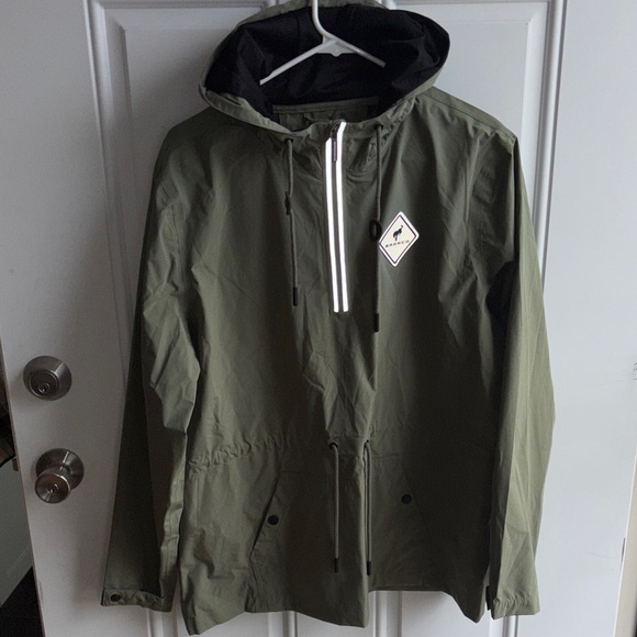 Bronco Jackets & Blazers - Hooded Rain Anorak Jacket - Olive Green